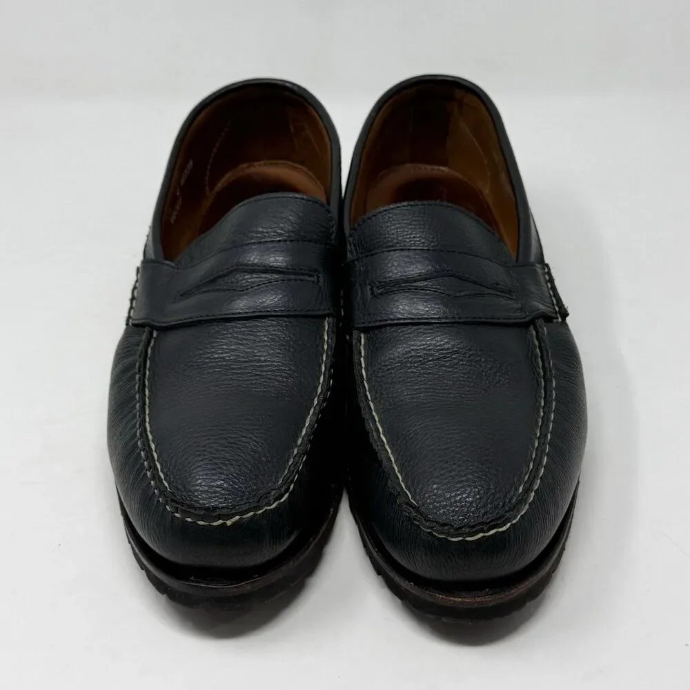 Allen Edmonds Hampton Penny Loafers Mens 12 E Wide Black Leather Lug Sole Casual